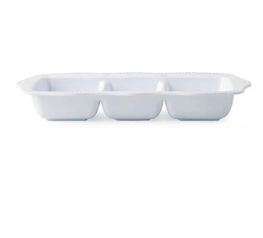 Juliska Berry & Thread Melamine 14" Triple Section Server - Whitewash