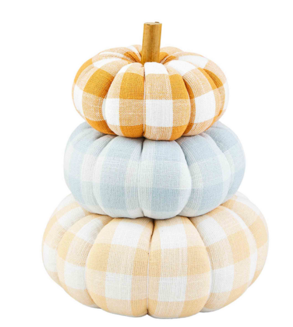 MudPie Gingham Stacked Pumpkins