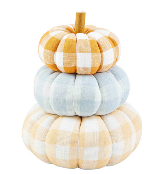 MudPie Gingham Stacked Pumpkins