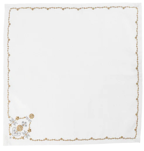 Juliska Heidi Embroidered Napkin - Gold and Silver