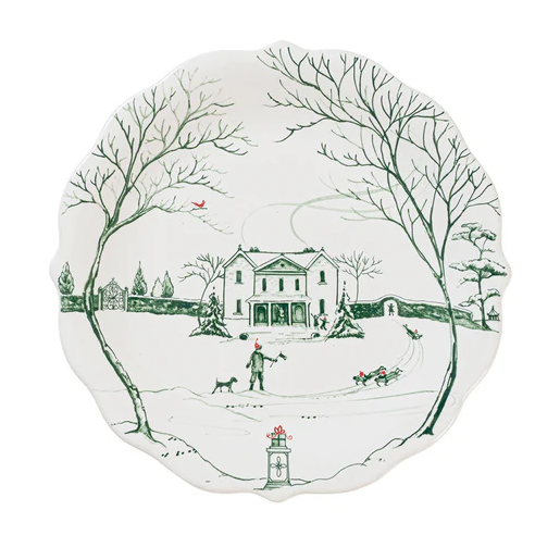 Juliska Country Estate Winter Frolic Party Plate Assorted Set of 4 - Evergreen