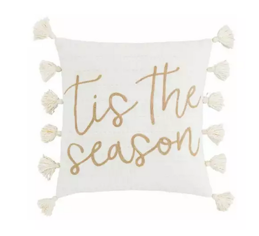 Mud Pie Tis the Season Gold Throw Pillow