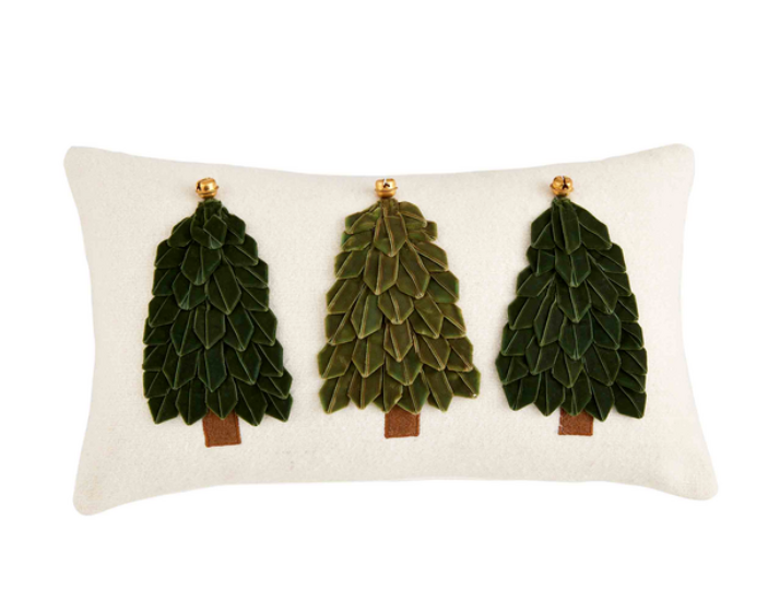 Mud Pie Lumbar Velvet Ribbon Tree Pillow