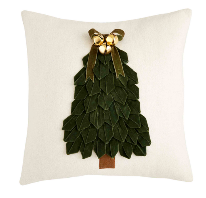 Mud Pie Square Velvet Ribbon Tree Pillow