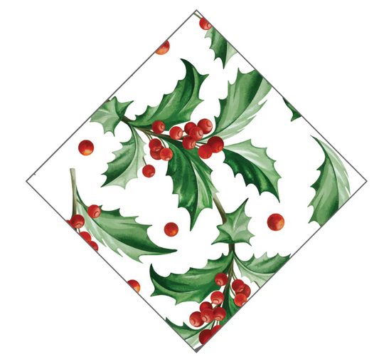 WH Paper Cocktail Napkins | Christmas Holly