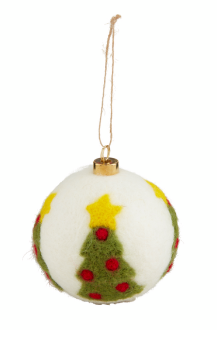 Mud Pie Tree Felted Ball Ornament