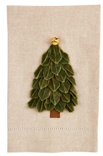 Mud Pie Light Green Velvet Tree Towel