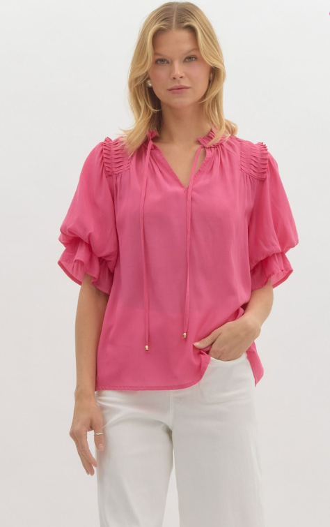 Puff & V Pink Top