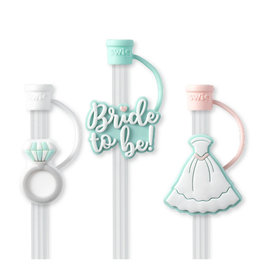 Swig Bride to Be Straw Topper Set