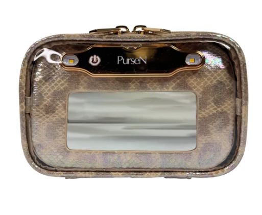 PurseN LITTMINI • Lighted Mirror Case • Glimmer Leopard