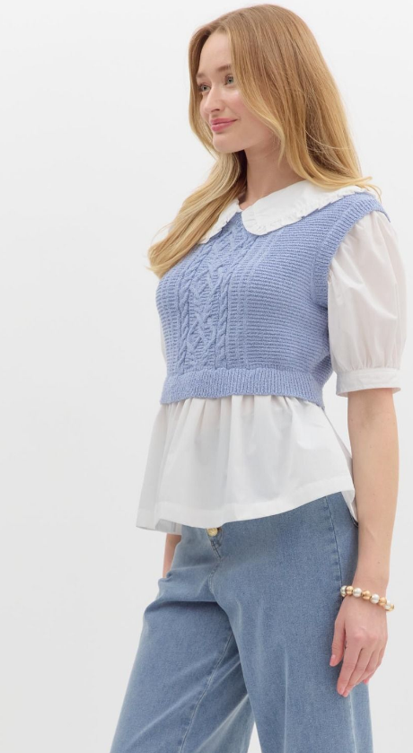 Ruffle Collar Puff Top