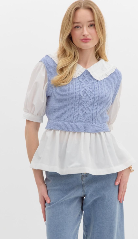 Ruffle Collar Puff Top