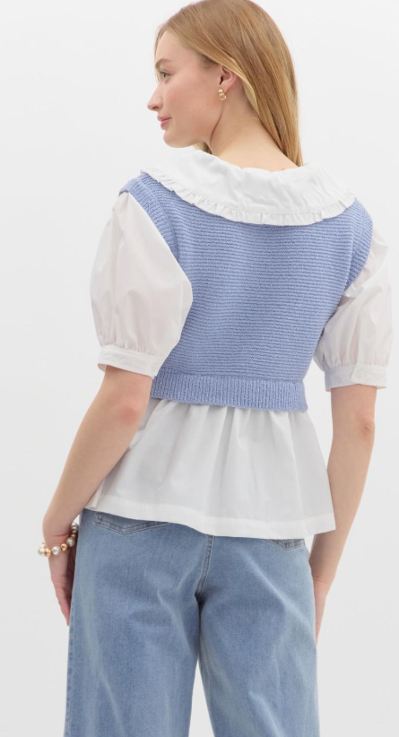 Ruffle Collar Puff Top