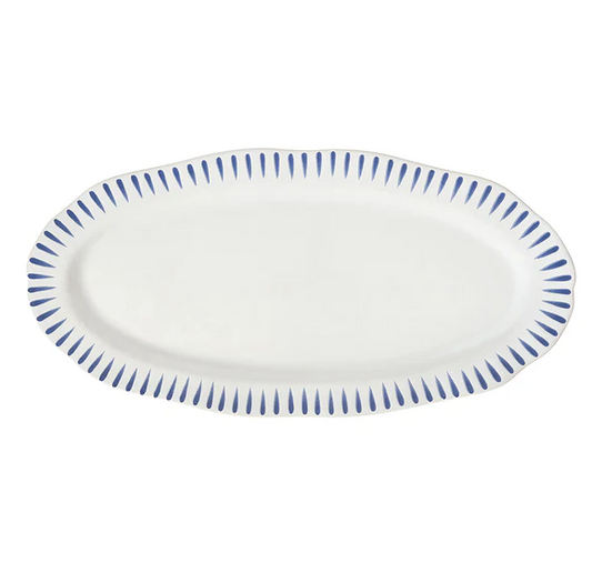 Juliska Sitio Stripe 15'' Hostess Tray- Deft Blue