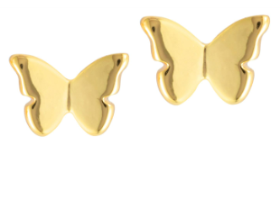 Butterfly Post Gold Earrings - 4.8x7mm