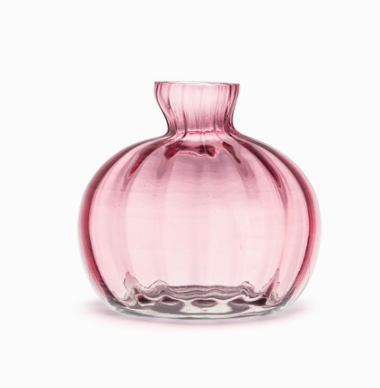 Pink Glass Bud Vase - 4x3.5in