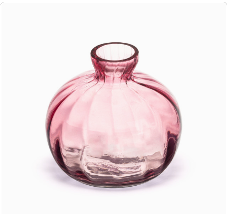 Pink Glass Bud Vase - 4x3.5in