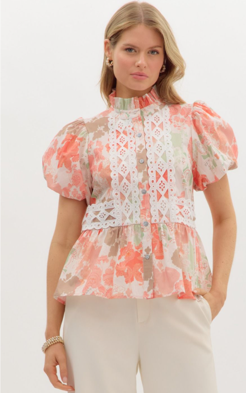 Whimsy Bloom Ruffle Shirt