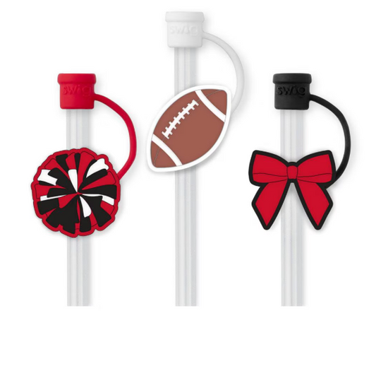 Swig We've Got Spirit Black + Red Straw Topper Set