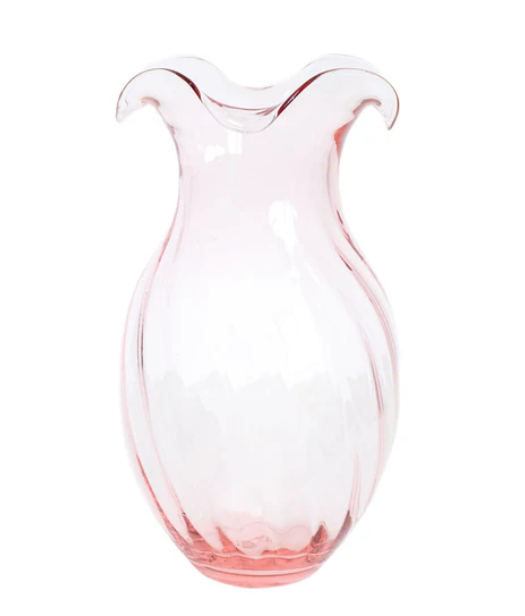 Vietri Hibiscus Glass Vertical Fluted Large Vase