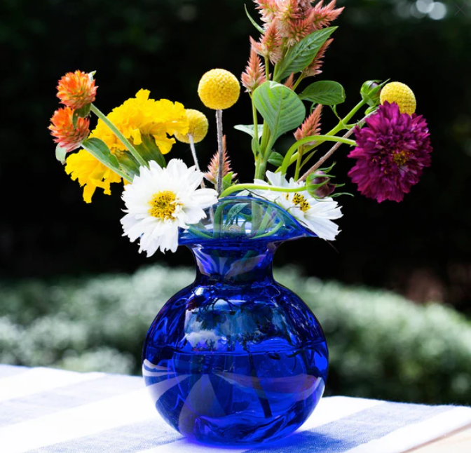 Vietri Hibiscus Glass Cobalt Bud Vase