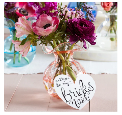 Vietri Hibiscus Glass Pink Bud Vase