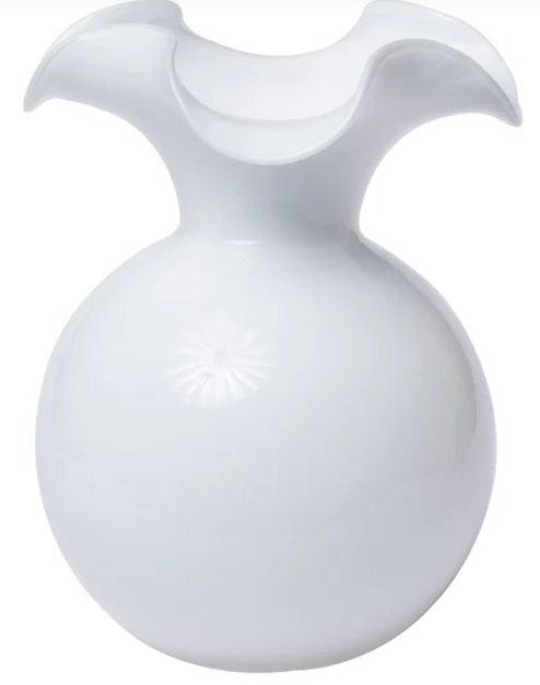 Vietri Hibiscus Glass White Medium Fluted Vase