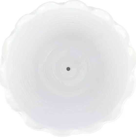 Vietri Rustic Garden White Ruffle Round Planter