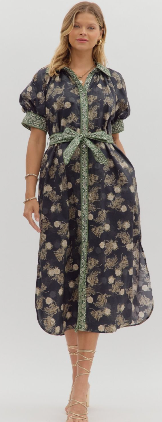 The Olive Bloom Midi Dress