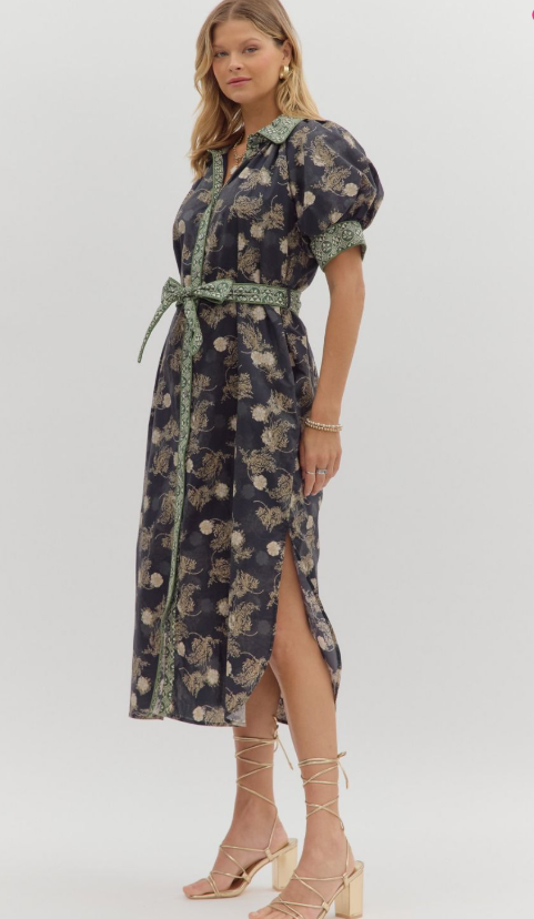 The Olive Bloom Midi Dress