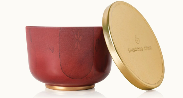 Thymes Simmered Cider Candle Tin with Gold Lid