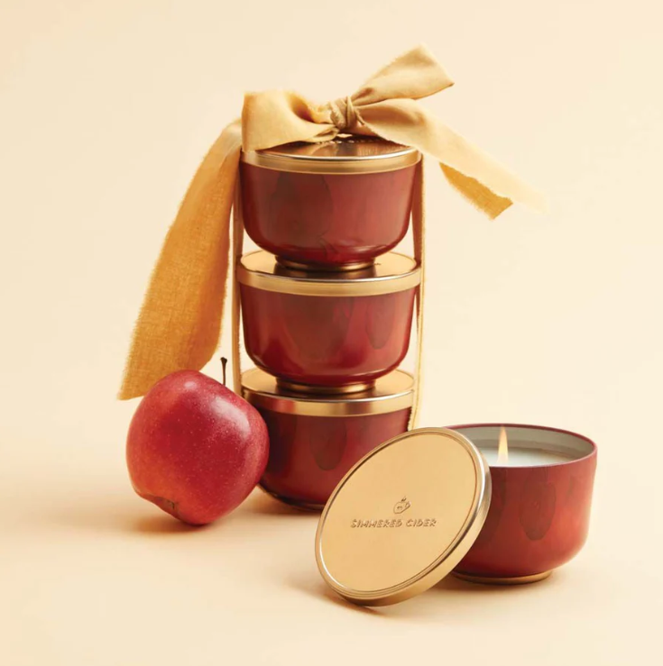 Thymes Simmered Cider Candle Tin with Gold Lid
