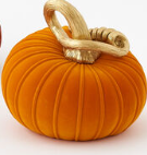 180 Flocked Pumpkin w/Curly Stem
