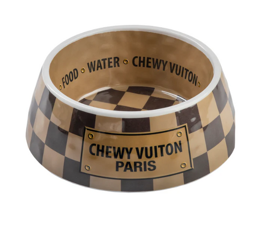 Haute Diggity Dog Checker Chewy Vuiton Bowl - Medium