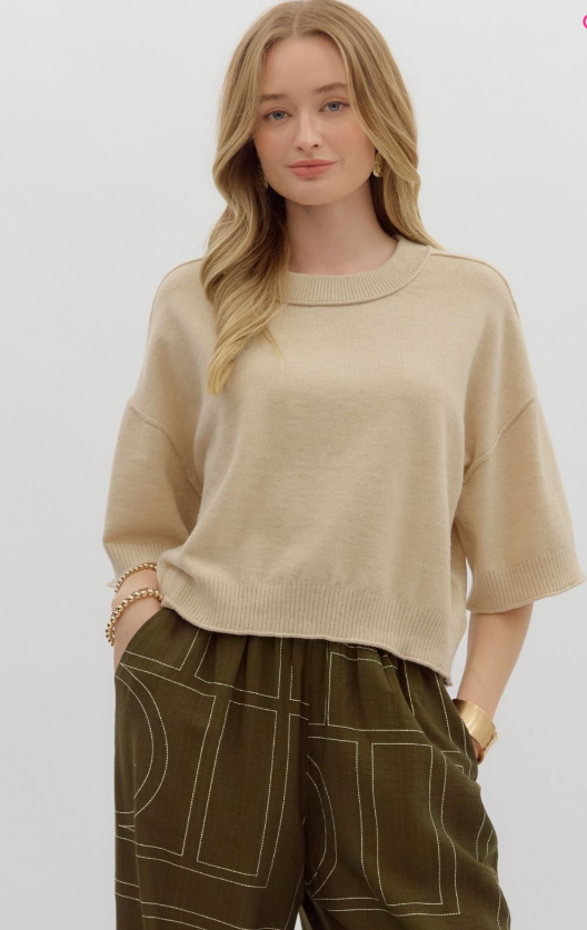 Entro Relaxed Ribbed Knit Tee