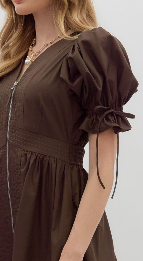 Entro Mocha Eyelet Midi Dress