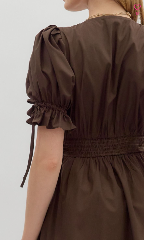 Entro Mocha Eyelet Midi Dress