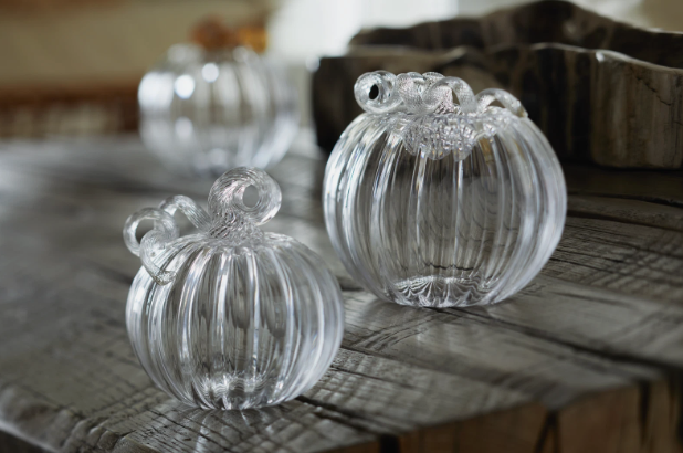 Mariposa  Clear Glass Pumpkin with Clear Stem