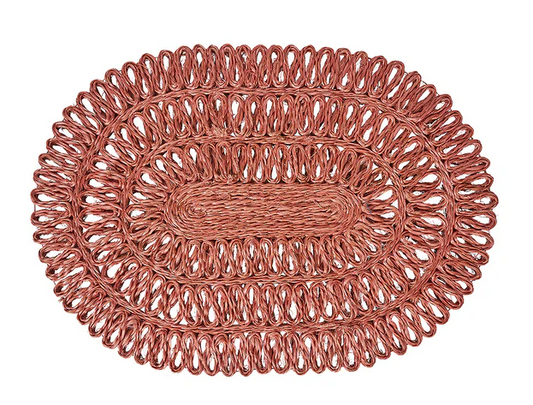 Juliska Straw Loop Oval Placemat - Coral