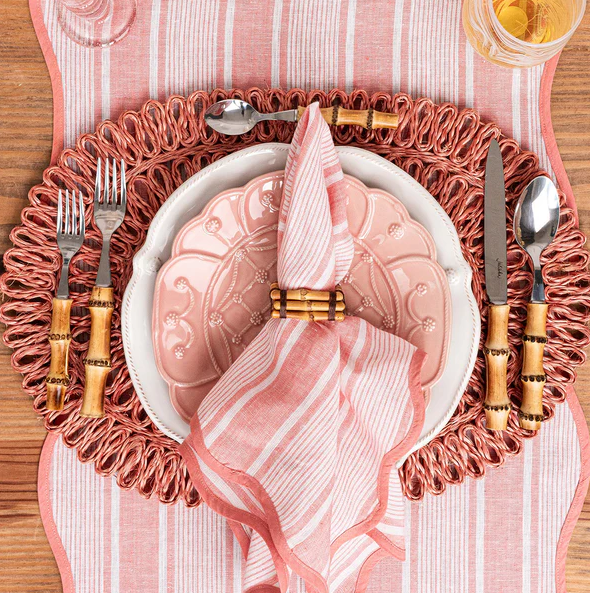 Juliska Straw Loop Oval Placemat - Coral