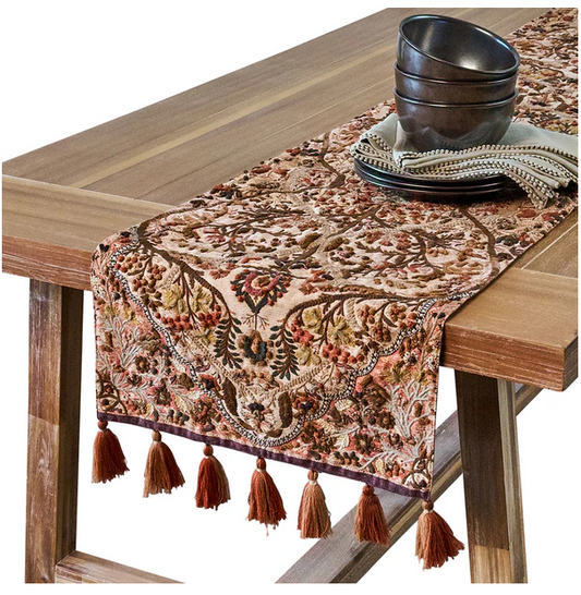 Juliska Willa Embroidered 18" x 90" Table Runner - Amber
