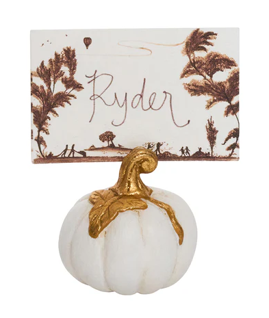 Juliska Forest Walk Pumpkin Place Card Holder- Gold