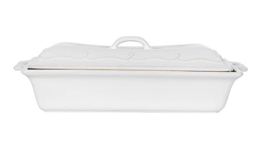 Juliska Berry & Thread 13" Rectangular Baker with Lid - Whitewash