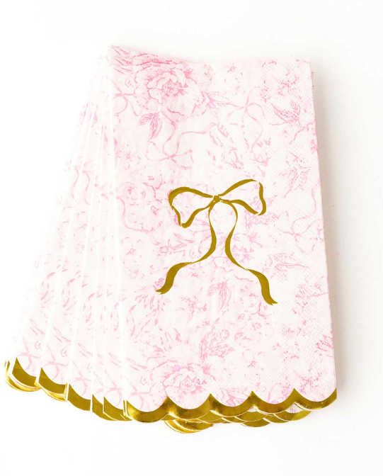 8 Oak Lane Pink Bow Toile Paper Guest Towel Packs