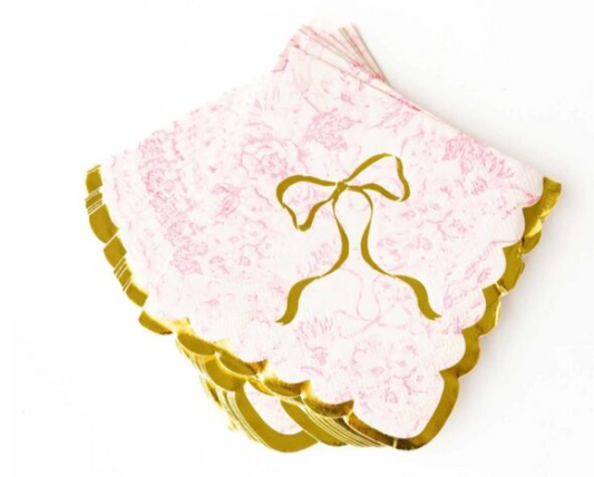 8 Oak Lane Paper Beverage Napkin Pack – Pink Bow Toile