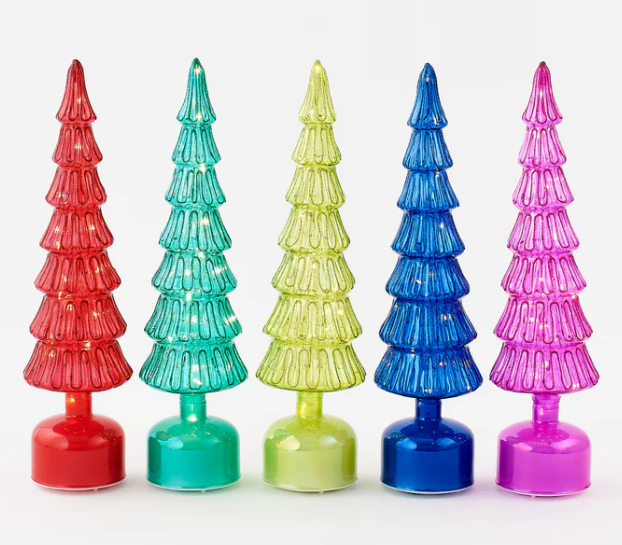 180 Revolving Lighted Glass Tree - 5 Assorted