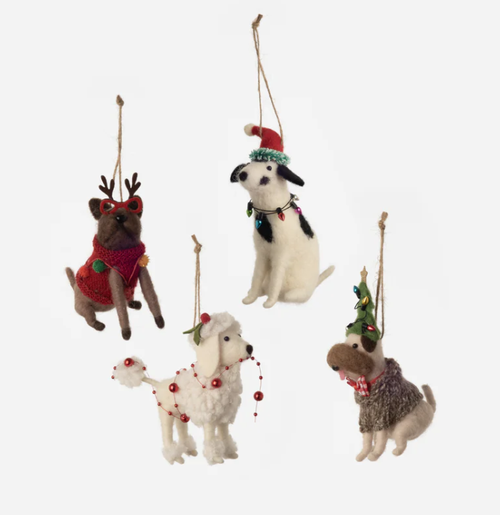 180 Holiday Dog Ornament - 4 Assorted