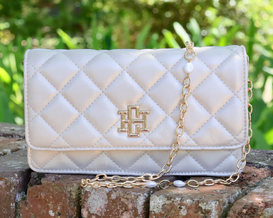 Caroline Hill Brynleigh Clutch Crossbody Pearl Quilted DQ