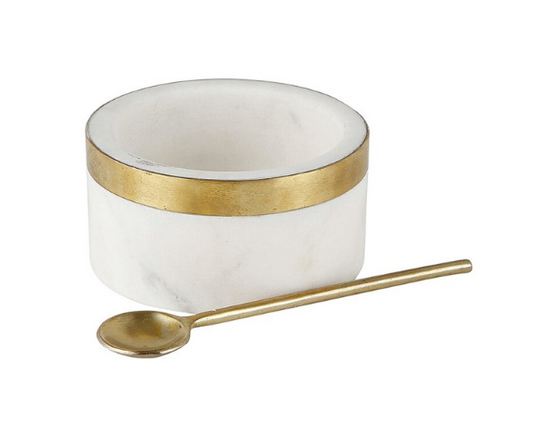 Santa Barbara Marble Bowl with Brass Spoon