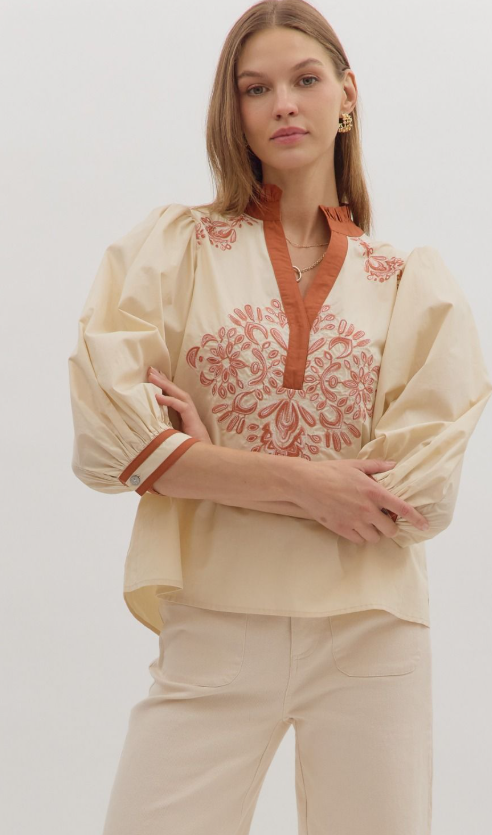 Margot Embroidered V-Neck